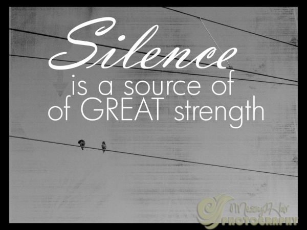 Silence is a source of great strength.   -Inspiration