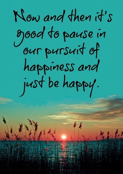 Now and then it's good to pause in our pursuit of happiness and just be happy.